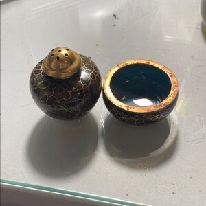 Elegant Cloisonné Salt and Pepper Shaker Set